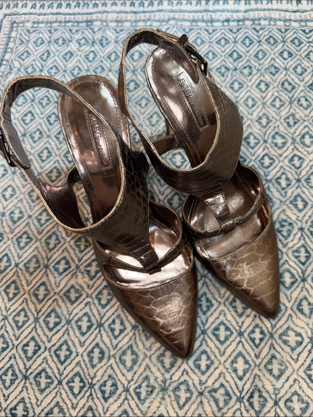 BCBG Silver Heels